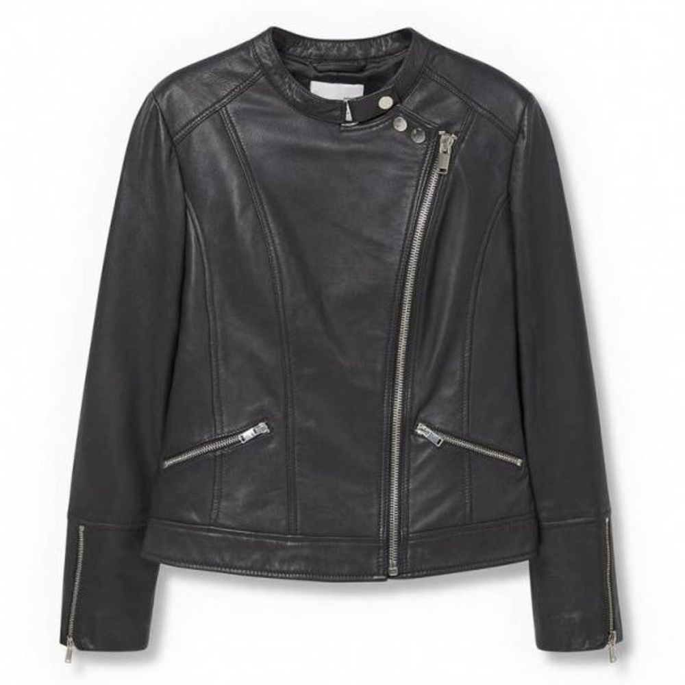 Mango Black Leather Biker Jacket